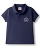 Zero Sinker Knit Half Sleeves Polo T-Shirt with Nautical Theme Graphic - Navy Blue
