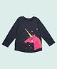 Nino Bambino Organic Cotton Knit Full Sleeves Unicorn Printed Tee - Grey
