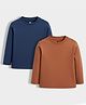 Orange Sugar 100% Cotton Knit Pack Of 2 Full Sleeves Solid Tees - Brown & Blue