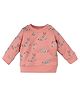 Nino Bambino Organic Cotton Knit Full Sleeves Rabbits Printed Winter Sweatshirt - Peach