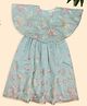 Akkriti by Pantaloons Woven Half Batwing Sleeves Floral Foil Printed Cape Top & Skirt - Mint