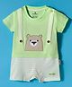 Child World Interlock Knit Half Sleeves Romper With Bear Print - Green