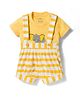 Child World Interlock Knit Half Sleeves T-Shirt & Shorts Set with Elephant Print & Stripes - Gold