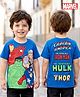 Babyhug Marvel Single Jersey Knit Half Sleeves T-Shirt with Avengers Graphic - Blue