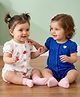 Babyoye 100% Cotton Knit With Eco Jiva Finish Half Puffed Sleeves Rompers with Polka Dot & Heart Print Pack of 2 - Blue & White