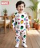 Babyhug Marvel Single Jersey Knit Full Sleeves Co-ords Night Suit With Avengers Print - White
