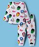 Babyhug Marvel Single Jersey Knit Full Sleeves Co-ords Night Suit With Avengers Print - White