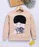 TOONYPORT Cotton Blend Knit Full Sleeves Boy Patch Detailed Light Winter Sweatshirt - Beige