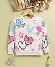 TOONYPORT Cotton Blend Knit Full Sleeves Heart & Flower Printed Light Winter Sweatshirt - Beige