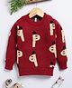 TOONYPORT Woollen Woven Full Sleeves Alphabets Designed Sweater - Maroon