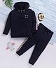 TOONYPORT Cotton Blend Knit Full Sleeves Solid Winter Hooded Sweatshirt With Pant Set - Blue