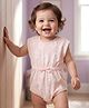 Babyoye Interlock Knit Solid Dyed Half Sleeves Onesie with Floral Embroidery - Pink