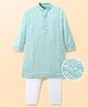EARTHY TOUCH Satin Woven Full Sleeves Kurta Pajama Set with Embroidery - Sea Green