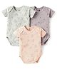 I Bears Interlock Knit Half Sleeves Onesies With Animal Print Pack of 3 - Peach Lilac & Grey