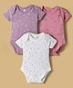 I Bears Interlock Knit Half Sleeves Onesies With Floral Print Pack of 3 - White Pink & Purple