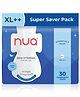 Nua All Night Comfort Sanitary Pads | 50% Wider Back and Anti Stain Wings | Upto 10 hours of Absorption | Super Soft and Breathable | No Rashes | 100% Toxic-Free - Pack of 30 (XL++ 320mm)