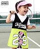 Babyhug Disney Single Jersey Knit Half Sleeves Cut & Sew Dress with Minnie Mouse Graphic & Badge Detailing - Multicolor