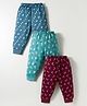 CUCUMBER Sinker Knit Full Length Leggings With Boat Print Pack Of 3 - Light Blue Blue & Maroon