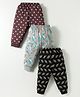 CUCUMBER Sinker Knit Full Length Leggings With Star Print Pack Of 3 - Black Grey & Wine