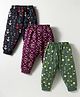 CUCUMBER Sinker Knit Full Length Leggings With Nautical Theme Print Pack Of 3 - Wine Black & Green