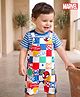 Babyhug Marvel Single Jersey Knit Half Sleeves Striped T-Shirt & Dungaree with Spiderman Print - Multicolor