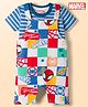 Babyhug Marvel Single Jersey Knit Half Sleeves Striped T-Shirt & Dungaree with Spiderman Print - Multicolor
