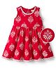 EARTHY TOUCH Single Jersey Knit Sleeveless Ethnic Dress with Floral Print - Red