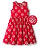 EARTHY TOUCH Single Jersey Knit Sleeveless Ethnic Dress with Floral Print - Red