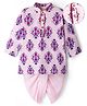 EARTHY TOUCH Single Jersey Knit Full Sleeves Kurta Dhoti Set With Floral Print - Baby Pink