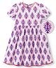 EARTHY TOUCH Single Jersey Knit Half Sleeves Floral Printed Ethnic Dress - Baby Pink