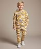 Cherry Crumble By Nitt Hyman Knit Full Sleeves Camouflage Printed Coordinating Winter Unisex Night Suit Set - Beige