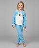 Cherry Crumble By Nitt Hyman Knit Full Sleeves Polar Bear Patch Detailed Winter Night Suit Set - Sky Blue