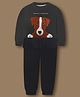 Cherry Crumble By Nitt Hyman Knit Full Sleeves Dog Embroidered Winter Unisex Tee & Pajama Set - Multi Colour