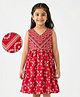 EARTHY TOUCH Single Jersey Knit Sleeveless Ethnic Dress with Floral Print - Red