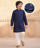 Pine Kids Woven Full Sleeves Kurta Pajama Set with Sequin Detailing - Navy Blue