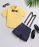 Jeet Ethnics Half Sleeves Solid Shirt Shorts Set With Bow & Suspender - Navy Blue