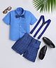 Jeet Ethnics Half Sleeves Solid Shirt Shorts Set With Bow & Suspender - Navy Blue