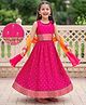 Pine Kids Viscose Woven Sleeveless Lehenga Choli & Dupatta With Floral Print & Embroidery - Pink