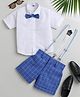 Jeet Ethnics Half Sleeves Solid Shirt Shorts Set With Bow & Suspender - Blue