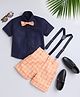 Jeet Ethnics Half Sleeves Solid Shirt Shorts Set With Bow & Suspender - Orange