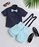 Jeet Ethnics Half Sleeves Solid Shirt Shorts Set With Bow & Suspender - Blue