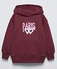 ALAN JONES Cotton Blend  Knit Full Sleeves Paris Text Printed Oversized Light Winter Hoodie - Burgundy