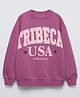 ALAN JONES Cotton Blend Knit Full Sleeves Tribeca Text Printed Oversized Light Winter Sweatshirt - Purple