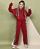 BaawRi Fleece Knit Full Sleeves Tape Detailed Light Winter Hooded Jacket & Pant Set - Red