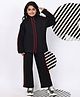 BaawRi Fleece Knit Full Sleeves Solid Jacket & Trouser Set - Black