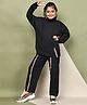 BaawRi Fleece Knit Full Sleeves Solid Top & Trousers Set - Black