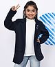 BaawRi Fleece Knit Full Sleeves Flowers & Stars Detailed Blazer - Navy Blue