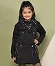 BaawRi Fleece Knit Full Sleeves Polka Dots Printed Light Winter Jacket - Black