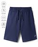 Pine Active Cotton Knit Bio Wash Knee Length Solid Color Shorts - Navy Blue