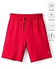 Pine Active Cotton Knit Bio Wash Knee Length Solid Color Shorts - Red